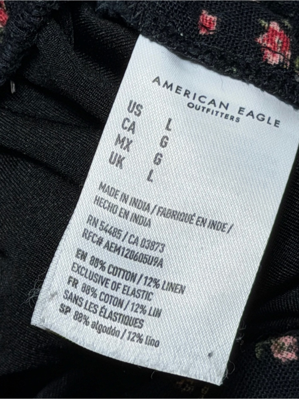 American Eagle Outfitters black w/ Pink Floral Print wide leg crop jumpsuit - LG - Picture 10 of 11